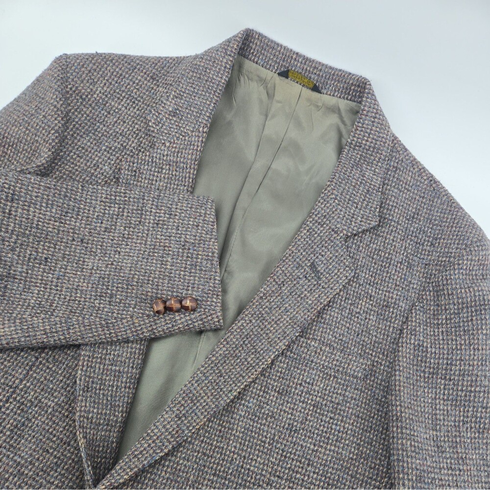 Vtg Levis Men Blazer 44R XL Trim Cut Wool Brown Gray Classic Old Money Heritage